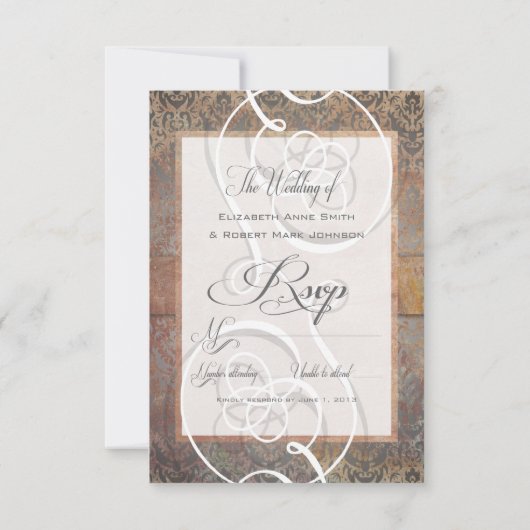  Toscaanse Damast Elegante RSVP-kaarten RSVP Kaartje (Achterkant)