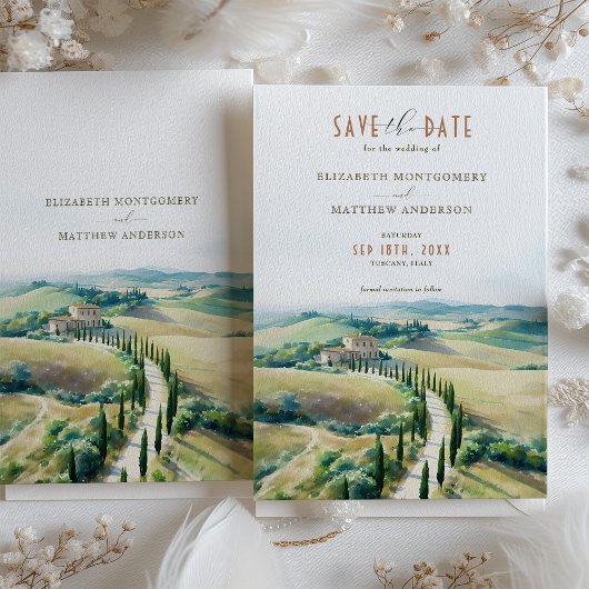 Toscaanse Elegantie Bewaar de datum Italiaanse pla Kaart