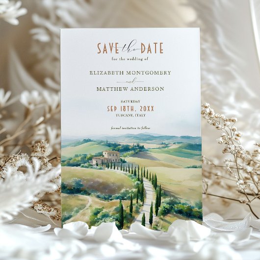 Toscaanse Elegantie Bewaar de datum Italiaanse pla Kaart