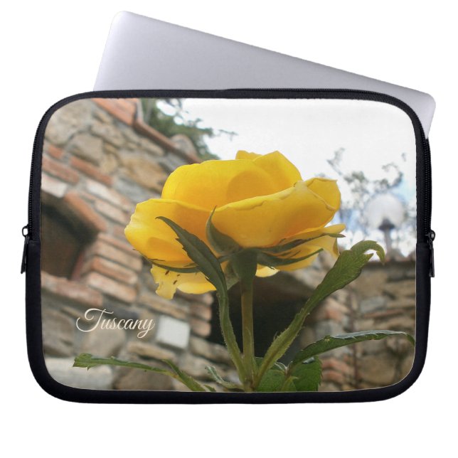 Toscaanse geelloge roos. laptop sleeve (Voorkant)