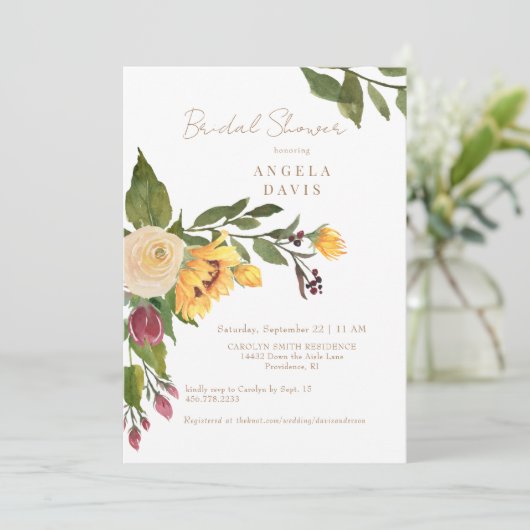 Toscaanse Golden Sunflower Bloemen Vrijgezellenfee Kaart (Staand voorkant)