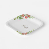 Toscaanse granaatappel rode bloemen douche papieren bordje (Gebogen)