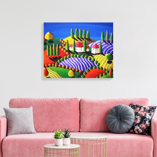 Toscaanse grillige landschap Folk Art Canvas Print (Insitu (Woonkamer))