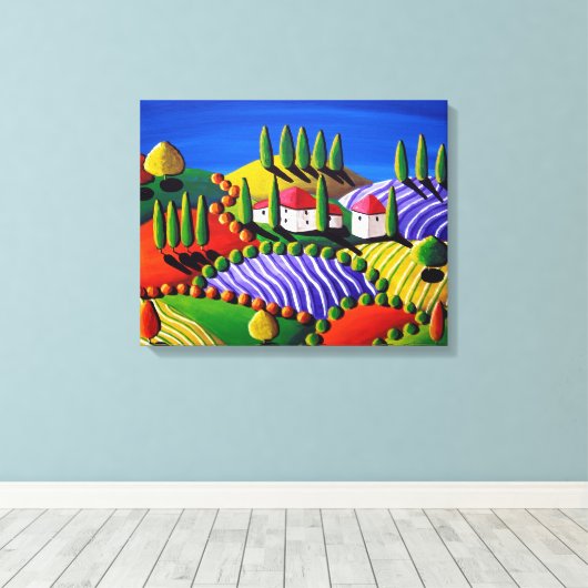 Toscaanse grillige landschap Folk Art Canvas Print (Insitu (Houten vloer))