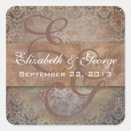 Toscaanse Italiaanse Damask Save the Date Vierkante Sticker