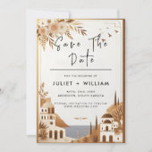 Toscaanse Italiaanse koffie Sorrento bruiloft Save The Date (Voorkant)