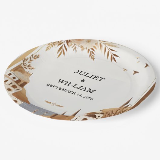 Toscaanse Italiaanse koffie Sorrento Casual bruilo Papieren Bordje (Gekanteld)