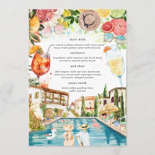 Toscaanse Italiaanse Pool Party | menu Spritz (Voorkant)