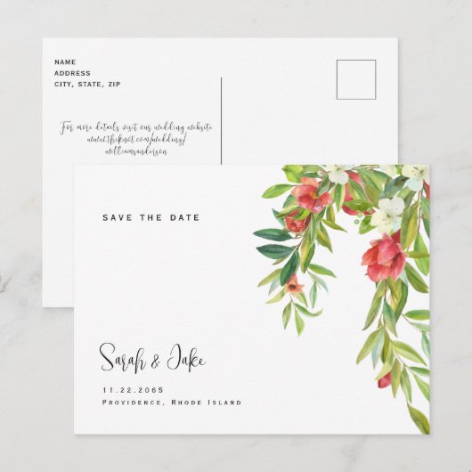 Toscaanse kleurrijke en eenvoudige bruiloft sparen briefkaart (Voorkant / Achterkant)