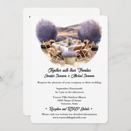 Toscaanse land dineren zomer wijngaard bruiloft kaart (Voorkant / Achterkant)