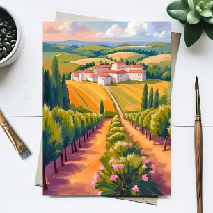 Toscaanse Landschap Aquarel Italië Schilderij Briefkaart