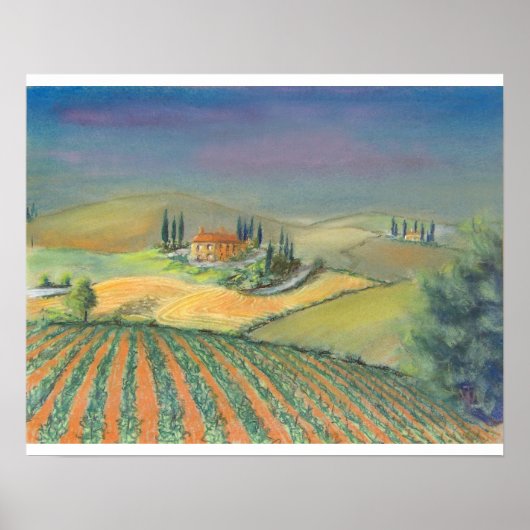 Toscaanse landschap in het avondlicht poster (Voorkant)