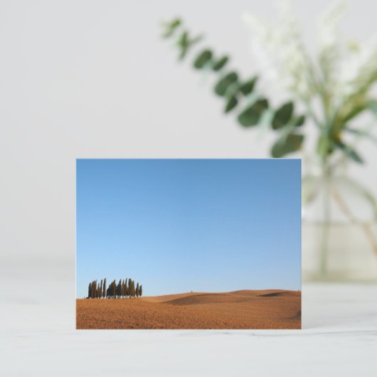 Toscaanse landschap met een briefkaart met cyperse (Staand voorkant)