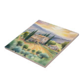 Toscaanse Landschap Waterverf Geschilderde Tegel Tegeltje (Zijkant)