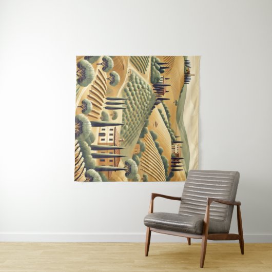 Toscaanse Landschapsprint wandtapijt Wandkleed (In Situ (horizontaal))