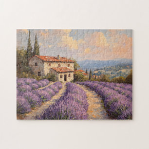 Toscaanse lavendelveld met stenen huisje legpuzzel