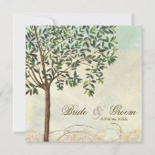 Toscaanse olijfboom in Swirl - bruiloft uitnodigin Kaart (Achterkant)