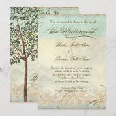 Toscaanse olijfboom in Swirl - bruiloft uitnodigin Kaart (Voorkant / Achterkant)