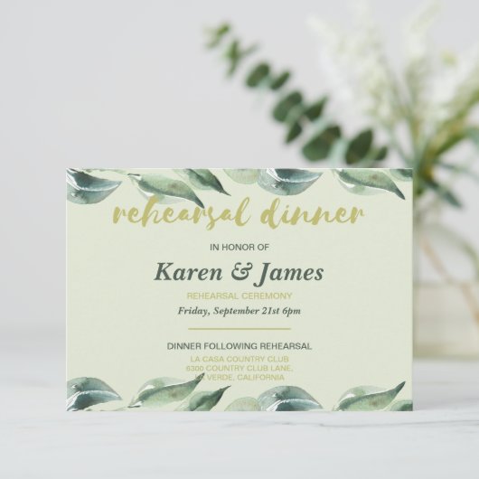 Toscaanse Olijftuin repetitie diner uitnodiging (Staand voorkant)