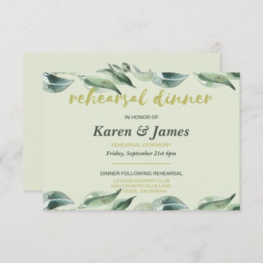 Toscaanse Olijftuin repetitie diner uitnodiging (Voorkant / Achterkant)