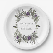 Toscaanse Olijven Botanische Wreath Papieren Bordje (Voorkant)