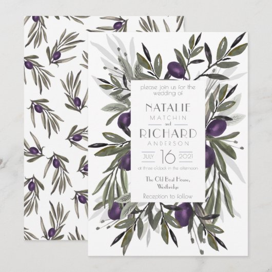 Toscaanse Olijven bruiloft, Kaart (Voorkant / Achterkant)