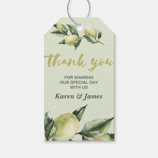 Toscaanse Olive Garden bruiloft dank u Cadeaulabel (Voorkant)