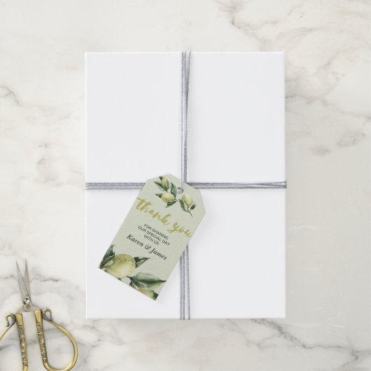 Toscaanse Olive Garden bruiloft dank u Cadeaulabel (Met Touw)