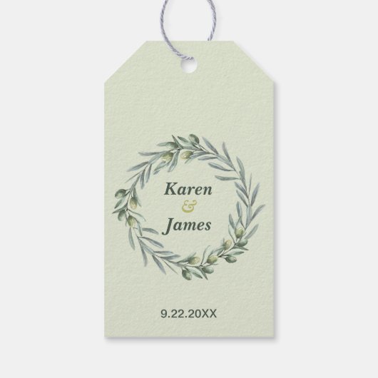 Toscaanse Olive Garden bruiloft dank u Cadeaulabel (Achterkant)