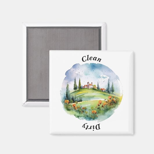 Toscaanse platteland Waterverf Clean vaatwasser Magneet (Voorkant / Achterkant)
