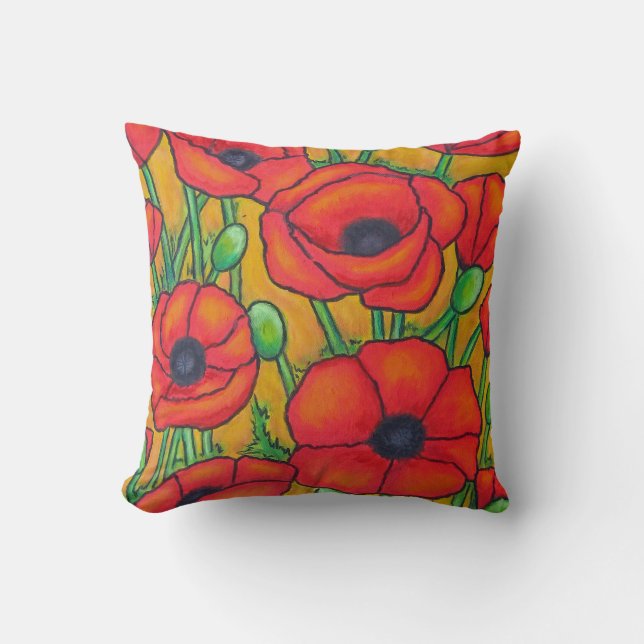 Toscaanse Poppies Polyester Sierkussen 16 "x 16" (Voorkant)