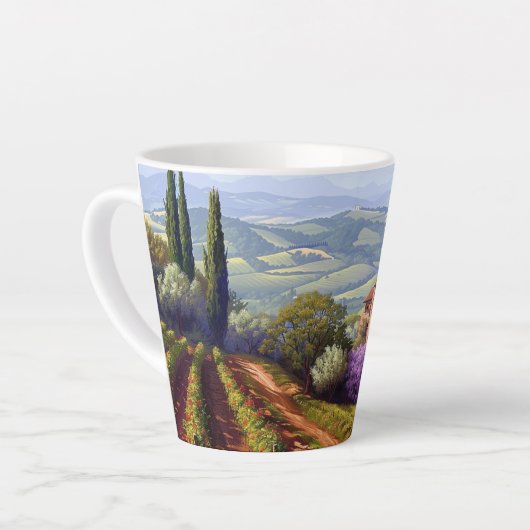 Toscaanse scene 3 latte mok (Linkerhoek)