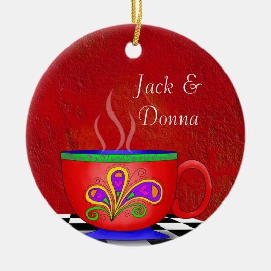 Toscaanse stijl Java Coffee Cup Onderzetter Keramisch Ornament (Voorkant)