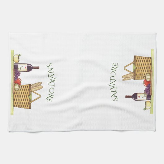 Toscaanse tafelwijn en brood op maat theedoek (Horizontaal)