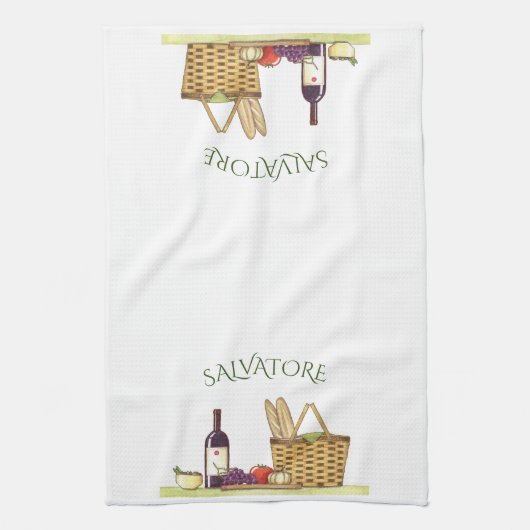 Toscaanse tafelwijn en brood op maat theedoek