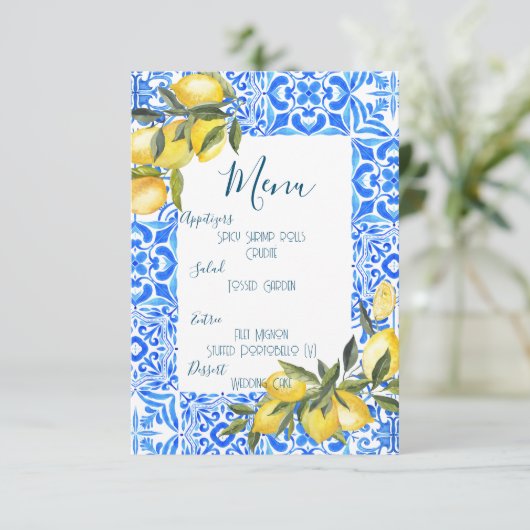 Toscaanse Tegel Waterverf Lemons Menu (Staand voorkant)