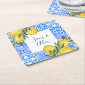 Toscaanse Tegel Waterverf met citroen Kartonnen Onderzetters (Schuin)