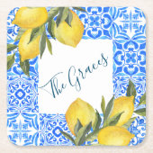 Toscaanse Tegel Waterverf met citroen Kartonnen Onderzetters (Voorkant)