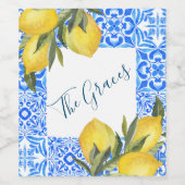 Toscaanse Tegel Waterverf met citroen Wijn Etiket (Enkel label)