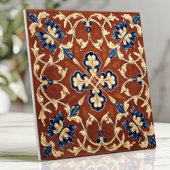 Toscaanse Terracotta Blauwe en Gouden Bloemen Tegeltje