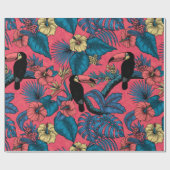 Toscaanse tuin in rood en blauw cadeaupapier (Vlak)