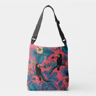 Toscaanse tuin in rood en blauw crossbody tas