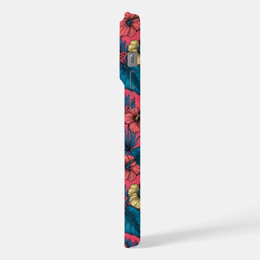 Toscaanse tuin in rood en blauw iPhone hoesje (Linkerkant)