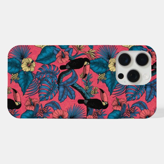 Toscaanse tuin in rood en blauw iPhone hoesje (Achterkant horizontaal)