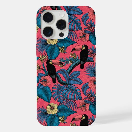 Toscaanse tuin in rood en blauw iPhone hoesje (Achterkant)