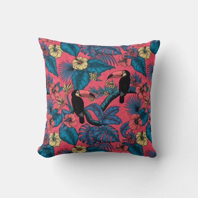 Toscaanse tuin in rood en blauw kussen (Voorkant)