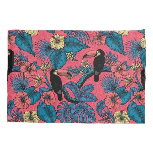 Toscaanse tuin in rood en blauw kussensloop (Achterkant)