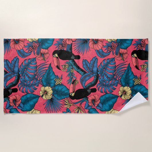 Toscaanse tuin in rood en blauw strandlaken (Voorkant)