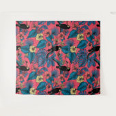 Toscaanse tuin in rood en blauw wandkleed (Voorkant (horizontaal))