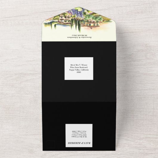 Toscaanse villa waterverf wijngaard Italiaans wijn All In One Uitnodiging (Buitenkant)